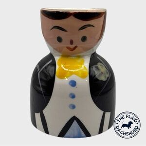 Vintage Large Hand-Painted Ceramic Man Egg Cup
